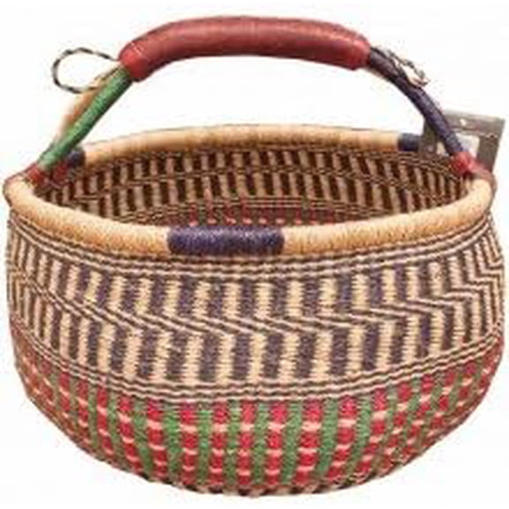 Bolga Baskets International Extra Large Market Basket w/ Leather Wrapped Handle (Colors Vary)