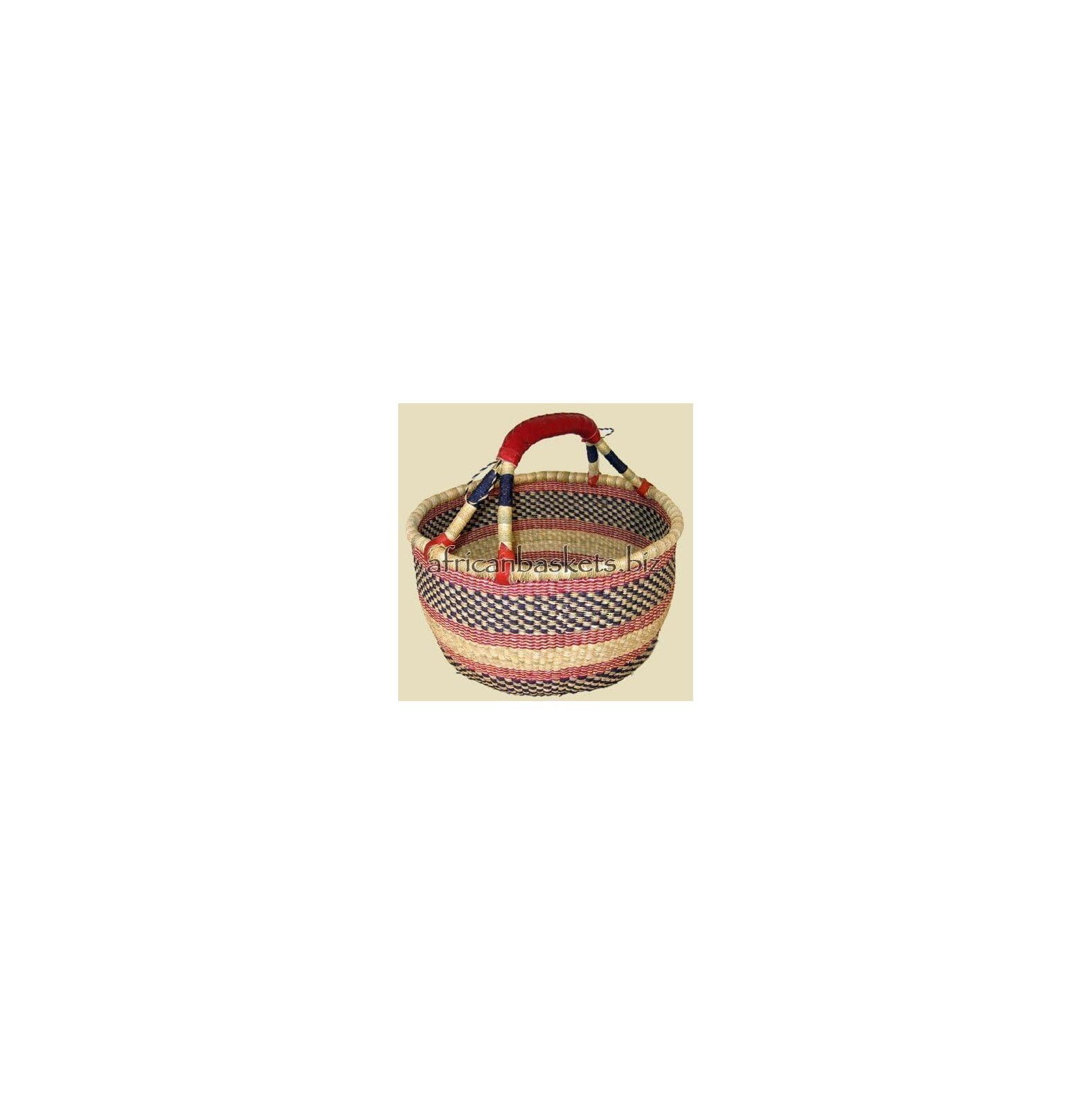 Bolga Baskets International Extra Large Market Basket w/ Leather Wrapped Handle (Colors Vary