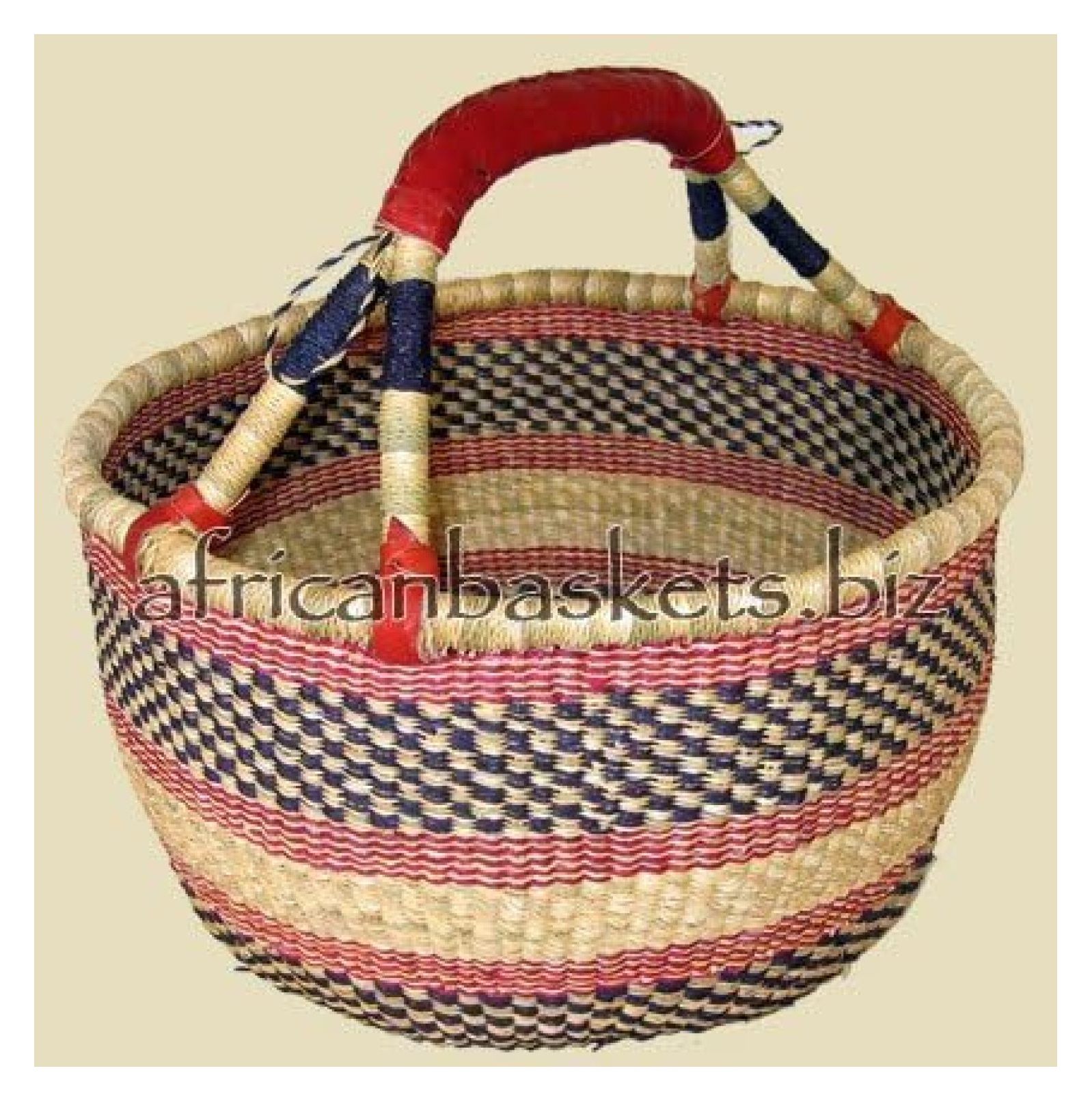 Bolga Baskets International Extra Large Market Basket w/ Leather