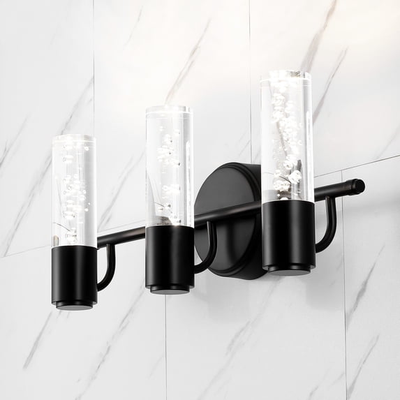 JONATHAN Y Bolha 18" 3-Light Minimalist Modern Bubble Acrylic/Iron Integrated LED Vanity Light, Black
