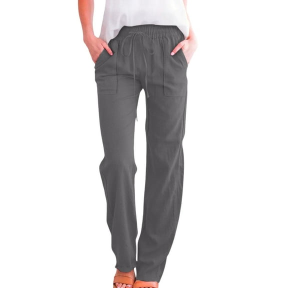 Luvrsol Women's Pants Fashion Solid Color Elastic Waist Sports Casual Full Length Pants，Size S-3XL