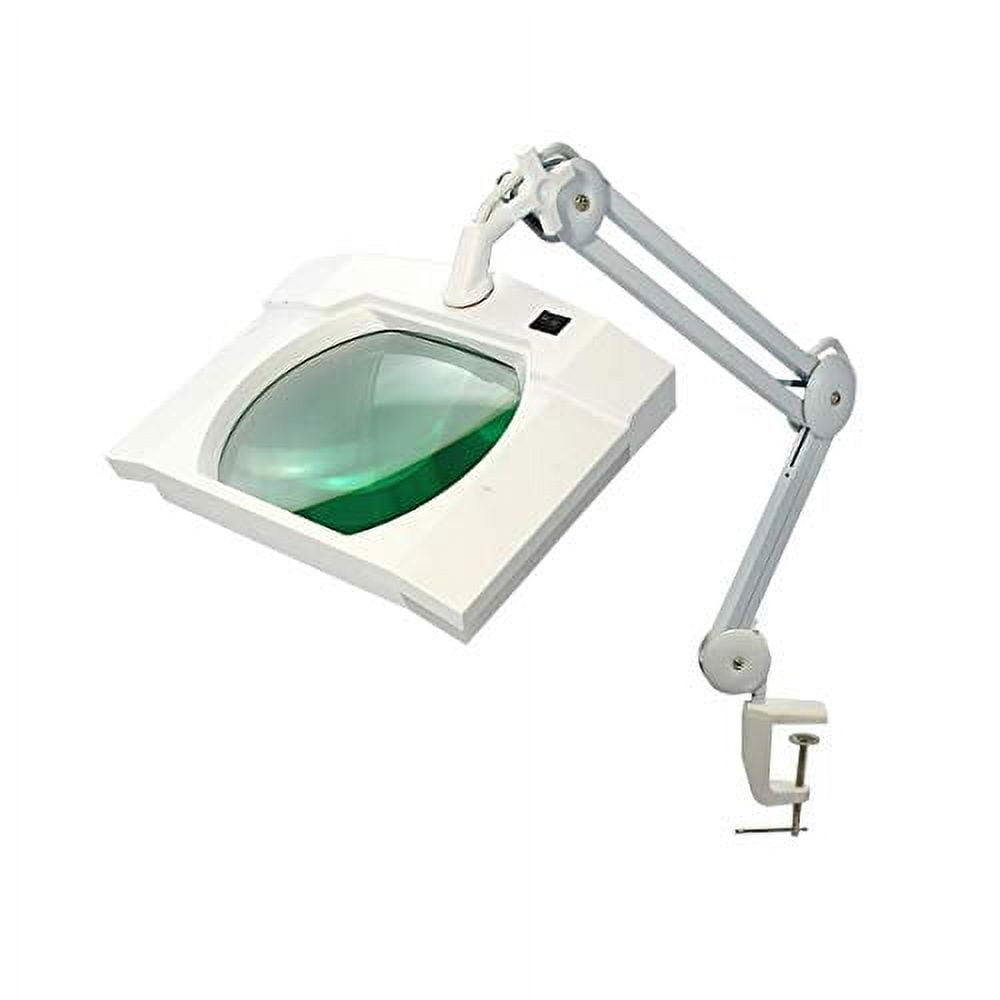 BoliOptics (Glass Lens) LED Magnifying Lamp, 5 Diopter 2.25X, 7x6 inch, Hands Free Adjustable Arm with Clamp for Professionals, Repair, Reading, Crafts, White