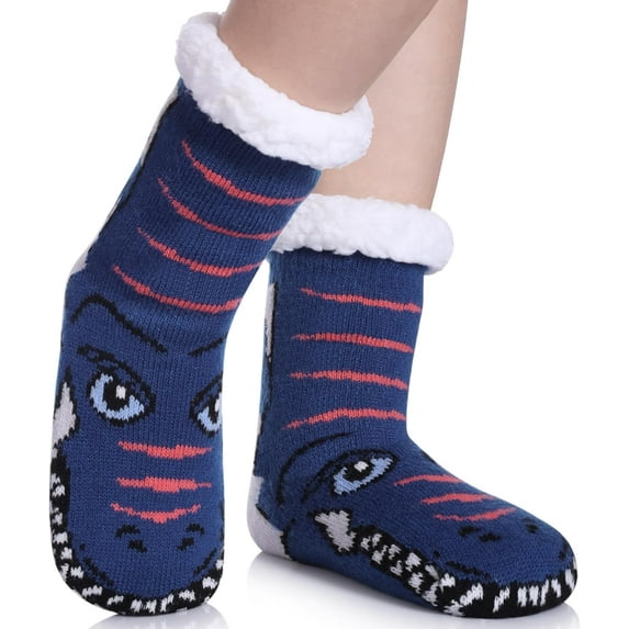Boliang Boys Girls Slipper Socks Fuzzy Soft Warm Fleece lined Kids Toddler Winter Socks for Christmas