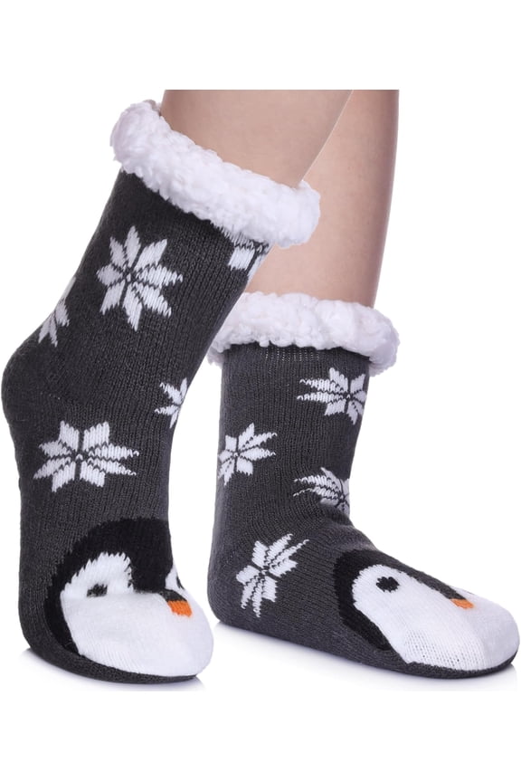 Boys Girls Slipper Socks Fuzzy Soft Warm Fleece lined Kids Toddler Winter Socks for Christmas
