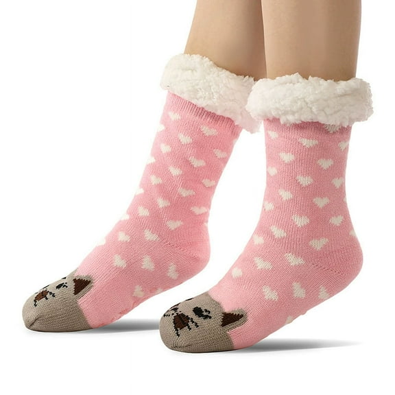 Boliang Kids Girls Boys Slipper Socks Soft Thick Cozy Fuzzy Animal Anti-Slip Winter Thermal Christmas Socks Indoor