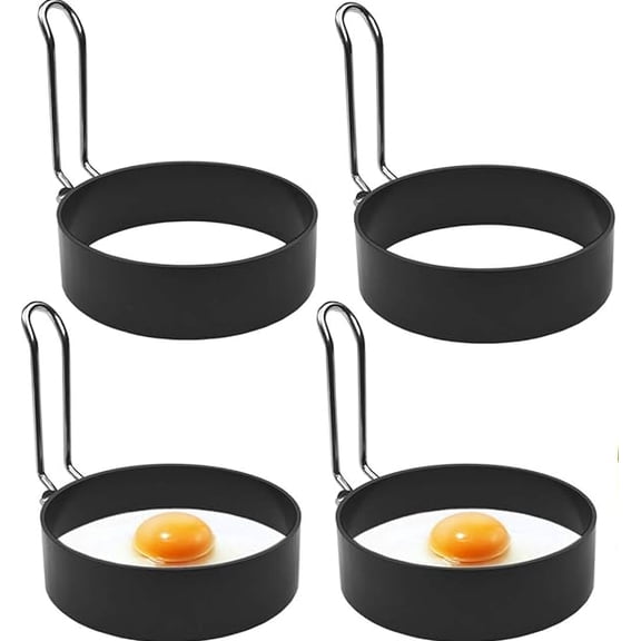 Boliang Non-stick Round Stainless Steel Egg & Pancake Rings, (4 Count)