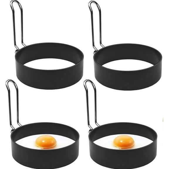 Boliang Non-stick Round Stainless Steel Egg & Pancake Rings, (4 Count)