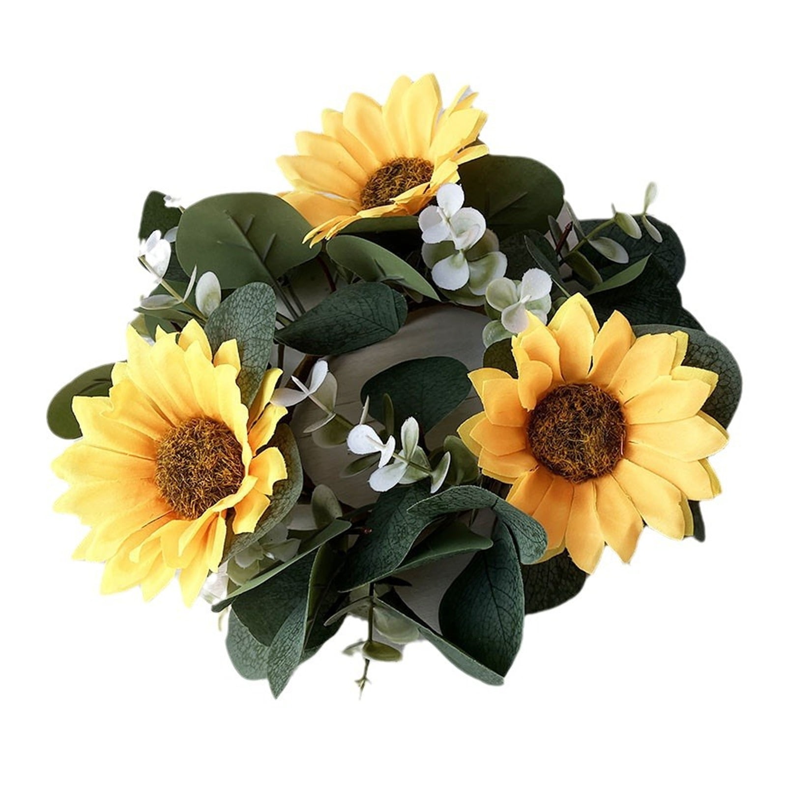 Bolincty 1/2Pcs Candle Rings Wreaths, Yellow Sunflower and White Berry ...