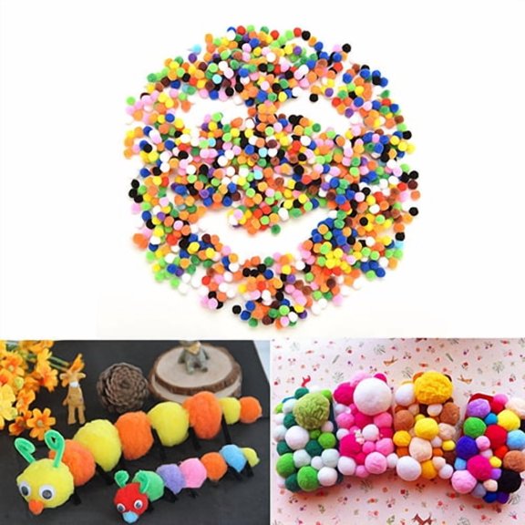 Hevirgo 2000 Assorted Craft pom poms 鈥?Multicolor bulk pom poms Arts and Crafts, Pompoms for Crafts in Assorted size- Soft and Fluffy Puff Balls, Large colored cotton balls for home and school