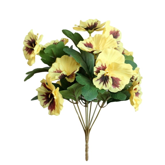 Bolincty 5 Heads Artificial Pansy Flowers UV Resistant Plastic Plants Fake Faux Flowers for Outdoor Planters Home Indoor Outside Garden Porch Window DIY Decor