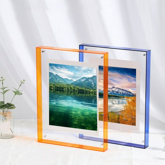 Hevirgo 6.3x8.3 Acrylic Picture Frames,Clear Picture Frames Double Sided Magnetic Acrylic Lucite Transparent Square Frame Gift for Desktop Display