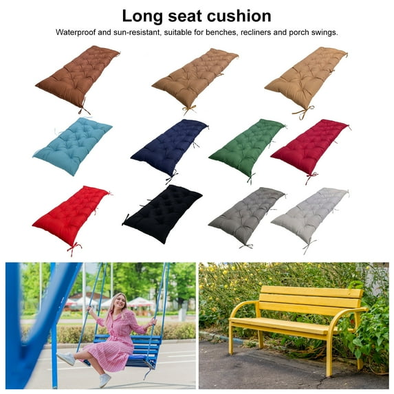 Bolincty Bench Seat Cushion Waterproof Sunproof Thick Elastic Soft Solid Color Cotton Filling Outdoor Seat Mat Furniture Beds Sofas Long Seat Pad