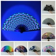 thumbnail image 1 of Bolincty Folding Fan Colorful Holographic Rave Fan Bamboo Ribs Hand Fan Decorative Gifts for Festival Dancing Party, 1 of 8