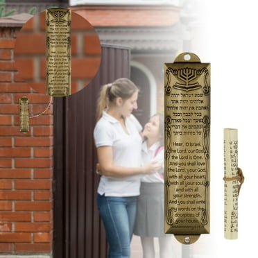 Bolincty Mezuzah with Scroll English Hebrew Blessing Scripture Heavy Duty Metal Mezuzah House Door Plaque Decoration Jewish Gifts