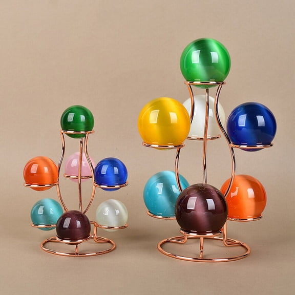Bolincty Sphere Metal Display Stand 7 Faux Crystal Ball Decorative Glass Fortune Ball Globe Stone Show Holder Organizer Rack Home Office Desktop Decoration