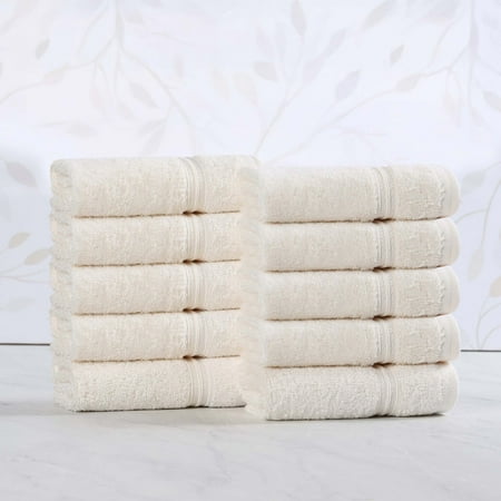 Bolingbroke Classic Ultra-Soft Absorbent 10-Piece Egyptian Cotton Face Towel Set, Ivory, by Superior