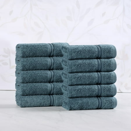 Bolingbroke Classic Ultra-Soft Absorbent 10-Piece Egyptian Cotton Face Towel Set, Sapphire, by Superior