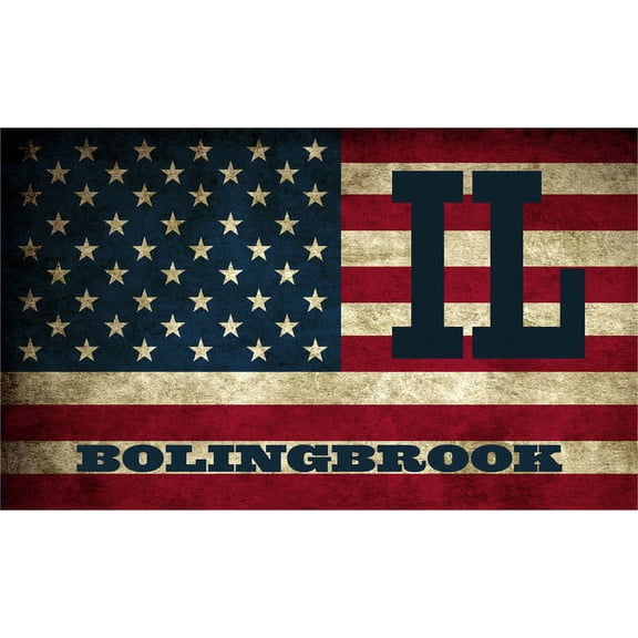 Bolingbrook IL Illinois Will County Vintage US Flag Decal Bumper Sticker 3M Vinyl 3" x 5"
