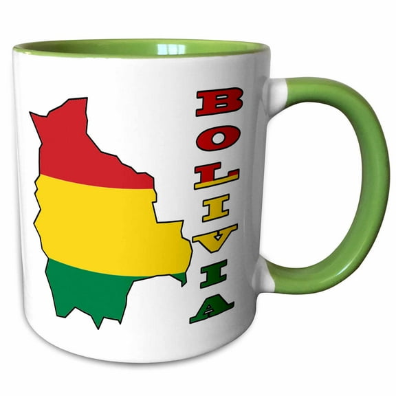 3drose, Bolivia Flag in the Map and Letters of Bolivia, 11oz Two-tone Green Mug