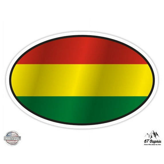 Bolivia Flag Oval - 7" Vinyl Sticker - For Car Laptop I-Pad - Waterproof Decal