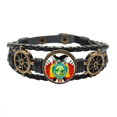 thumbnail image 1 of Bolivia National Emblem Country Leather Braided Ocean Bracelet Wristband, 1 of 4