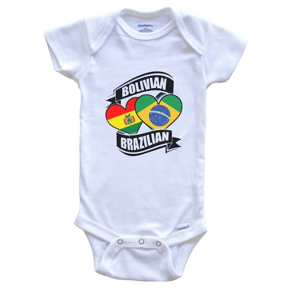 Bolivian Brazilian Hearts Bolivia Brazil Flags Baby Bodysuit, 0-3 Months White