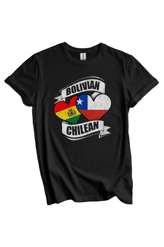 Bolivian Chilean Hearts Bolivia Chile Flags T-Shirt