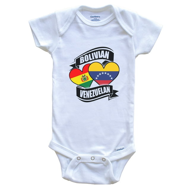 Bolivian Venezuelan Hearts Bolivia Venezuela Flags Baby Bodysuit, 0-3 