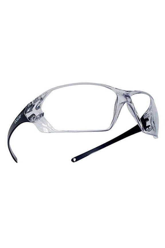 Safety 253-PR-40057 Prism Safety Eyewear with Shiny Black Rimless Frame and Clear Anti-Scratch/Anti-Fog Lens