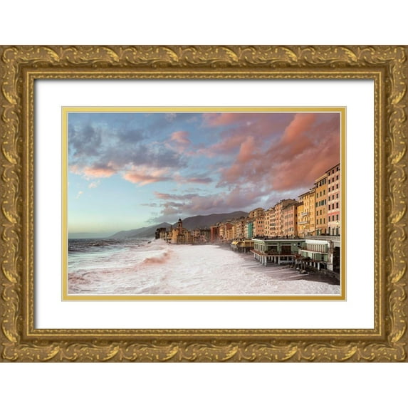 Bolla, Paolo 18x13 Gold Ornate Wood Framed with Double Matting Museum Art Print Titled - Camogli