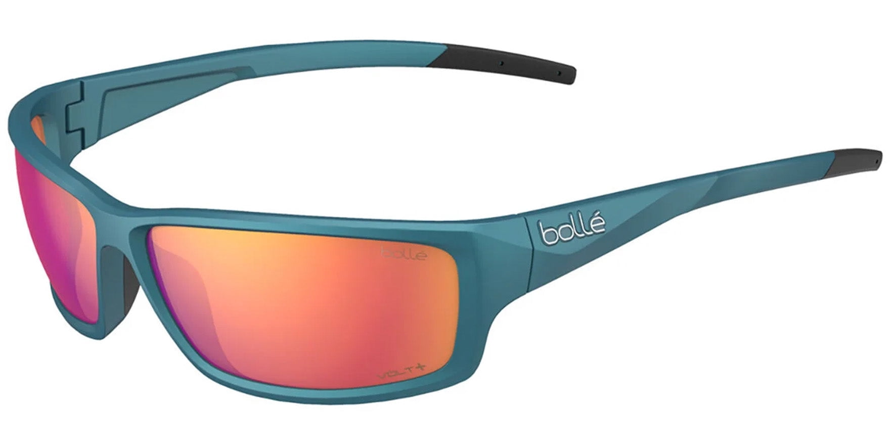 Bolle Cerber Polarized Teal Sport Wrap Sunglasses for Adults with Mirrored Lens