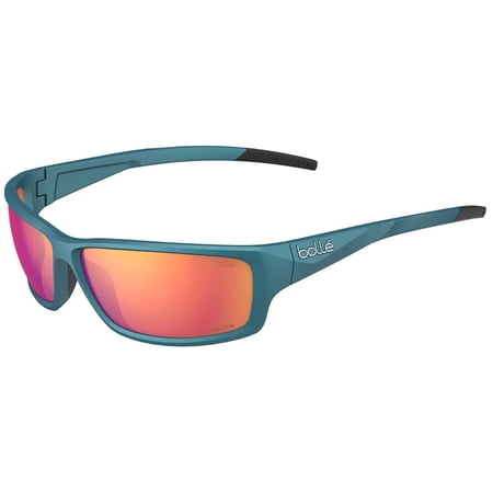 Bolle Cerber Polarized Teal Sport Wrap Sunglasses for Adults with Mirrored Lens