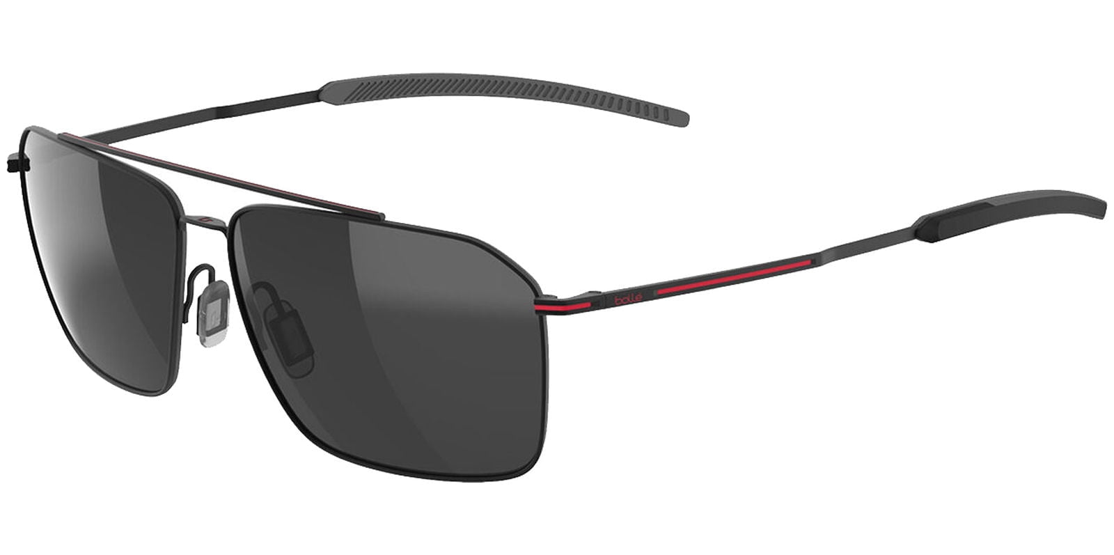 Bolle Flow Volt+ Polarized Unisex Black/Red Matte Rectangular Navigator Sunglasses - BS141004