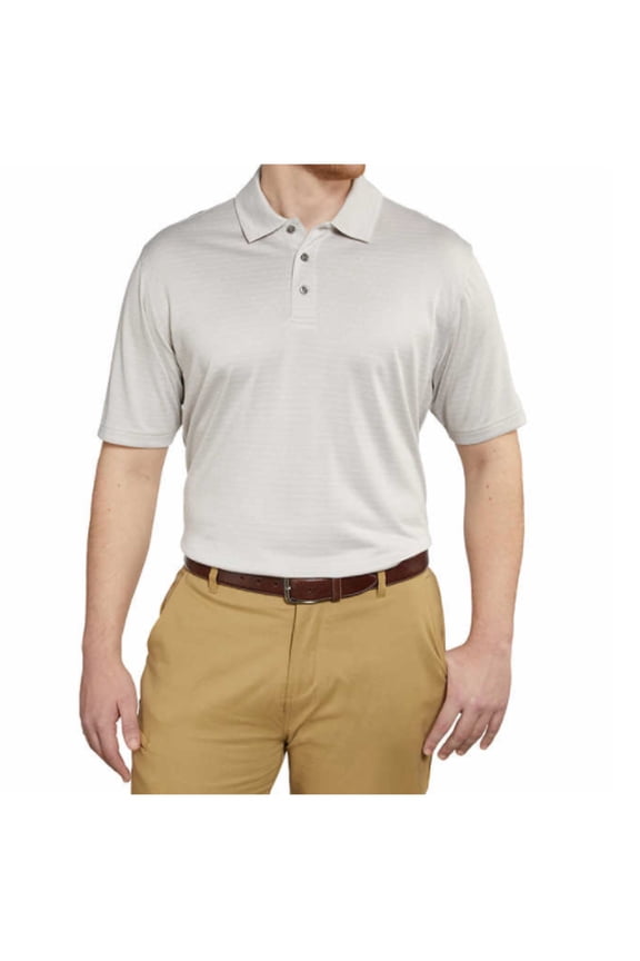 e Men's Performance Short Sleeve Polo Golf Shirt, Textured Glacier Grey Medium