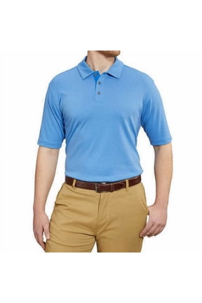 e Men's Performance Short Sleeve Polo Golf Shirt, Textured Regatta Blue S