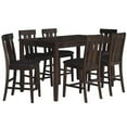thumbnail image 1 of Boller Pub Set for Counter Height Rectangular Table with Seats 6 & Upholstered Stools with Backs, Solid Burnished Brown Wood - 7 Piece, 1 of 1