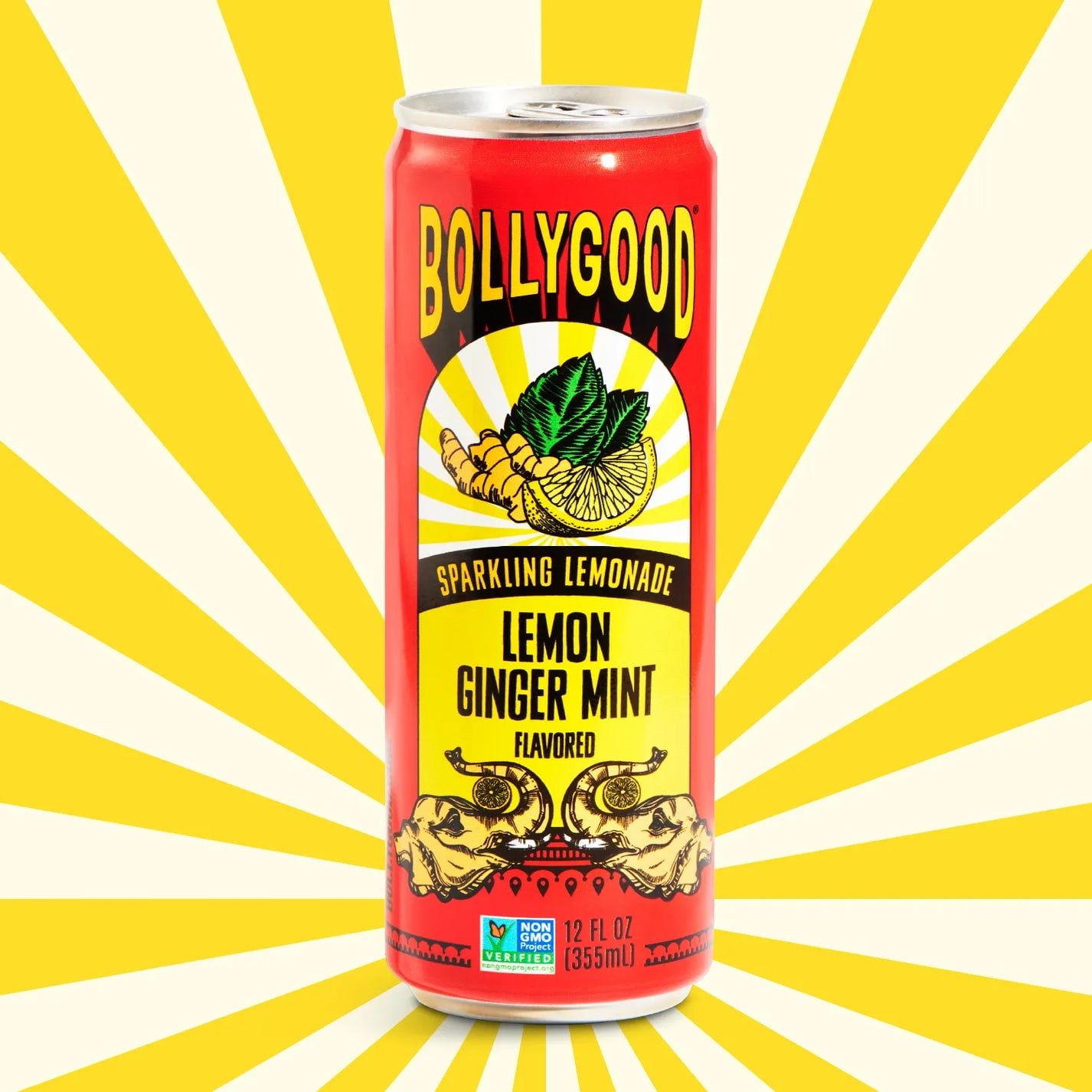 Bollygood Sparkling Lemon Ginger Mint Beverage Non-GMO 12oz Can