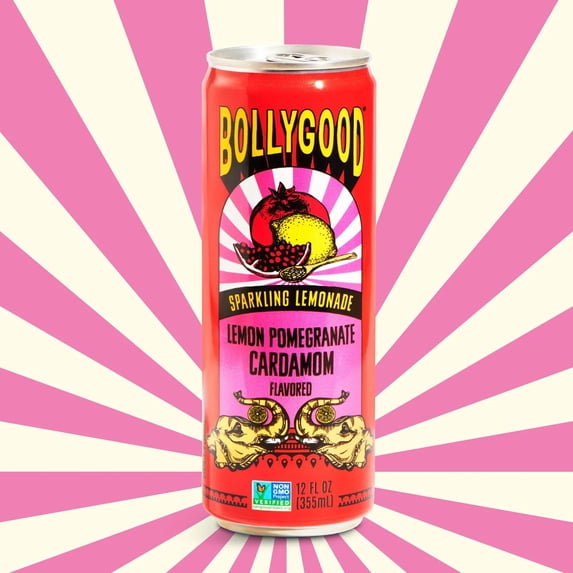 Bollygood Sparkling Lemon Pomegranate Cardamom Beverage Non-GMO 12oz Can