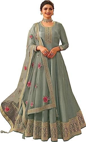 white christmas dresses Orange Designer Anarkali Suit Set in Cosmo Fabric with Heavy Sequins & Thread Embroidery Xs main image 0
