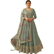 Bollywood Designer Anarkali Gown Dress Indian Pakistani Sewn Salwar Kammez Suits  Pista Green, S - 38