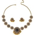 thumbnail image 1 of Bollywood Indian Jewelry Sets for Women Wedding Party Jewelry Flower Tassel Beaded Dangle Earring Oxidized Indian Choker Necklace Gold Plated Zirconia Jhumkas Chandelier Earrings Boho Jewelry, 1 of 12