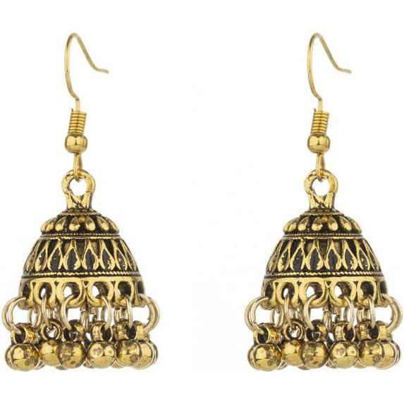 Bollywood Jhumka Jhumki Dangle Earrings for Women Traditional Gypsy Boho Beaded Tassel Oxidized Antique Indian Bell Earring Drop Bohemian Ethnic Festive Party Wear Jewelry Gift Xmas