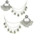 thumbnail image 1 of Bollywood Jhumka Jhumki Earring for Women Long Tassel Bohemian Beads Dangle Drop Fashion Chandelier Dangling Stud Earring Traditional Bell Ethnic Gypsy Style Oxidized Indian Jewelry Gift, 1 of 9