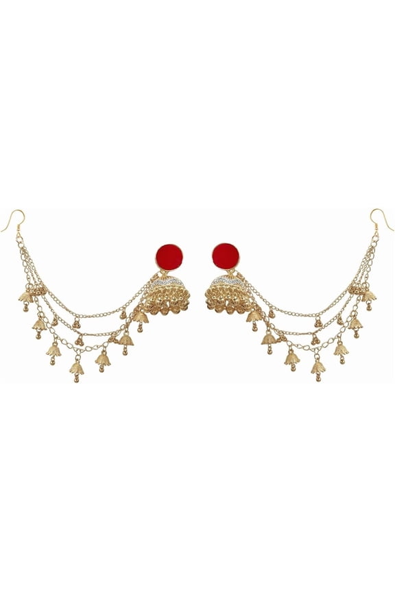 Bollywood Jhumkas Drop Earrings for Women Boho Vintage Bell Beaded Bride Earring Exotic Indian Earring Dangle Tassel Layered Chain Gypsy Ethnic Traditional Jhumki Wedding Accessories Jewelry