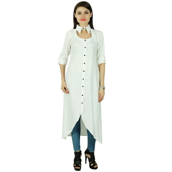 Bollywood Rayon 3/4 Sleeve Solid Kurti Women Ethnic Dress Tunic Top