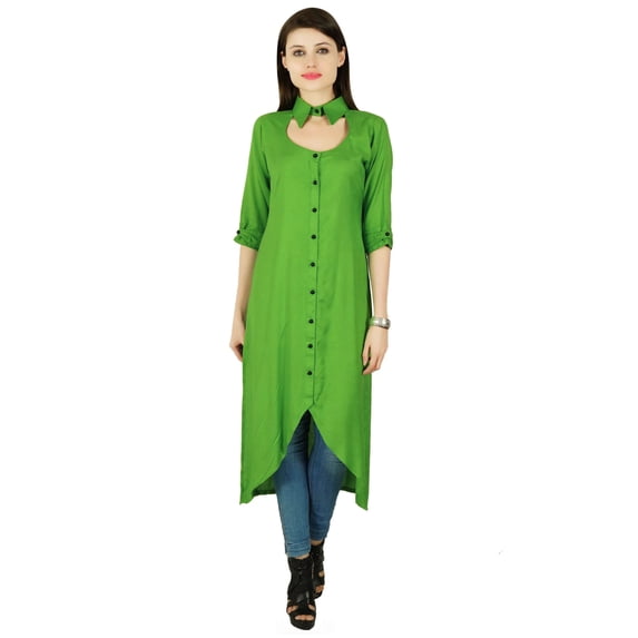 Bollywood Rayon 3/4 Sleeve Solid Kurti Women Ethnic Dress Tunic Top