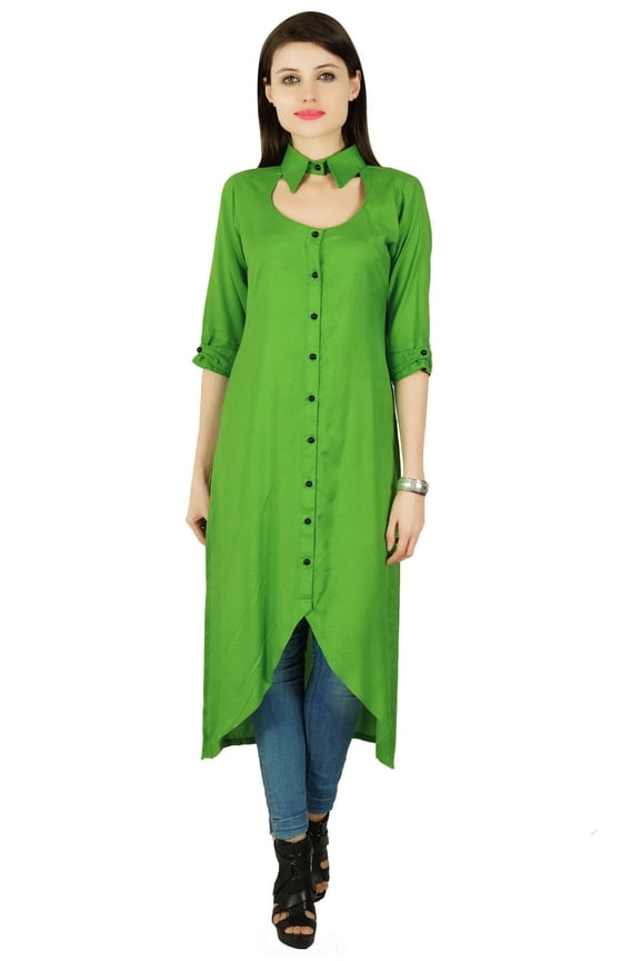 Bollywood Rayon 3/4 Sleeve Solid Kurti Women Ethnic Dress Tunic Top