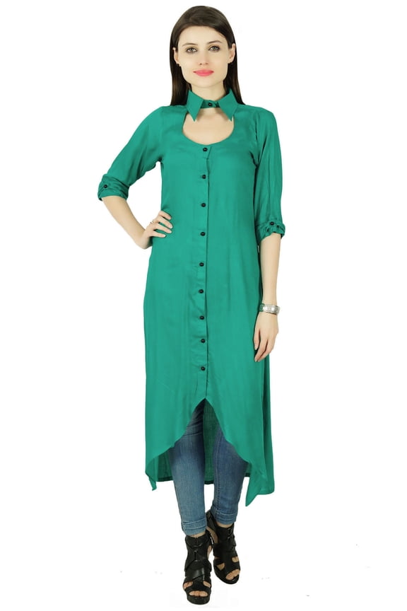 Bollywood Rayon 3/4 Sleeve Solid Kurti Women Ethnic Dress Tunic Top