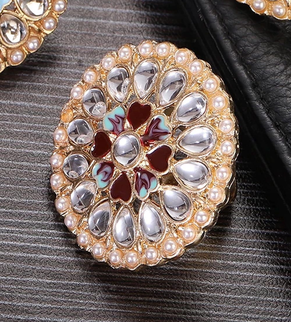 Buy I Jewels Gold Plated Traditional Kundan Studded Designer Adjustable Finger  Ring for Women (FL232) Online at Best Prices in India - JioMart.