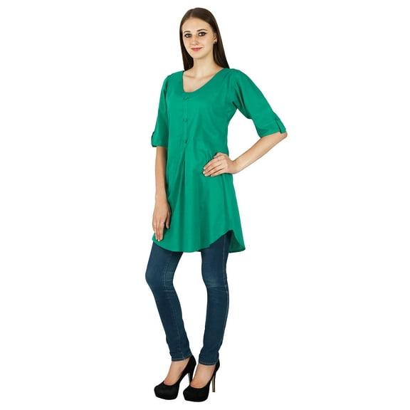Bollywood Tunic Solid Kurta Indian Designer Women Ethnic Kurti Cotton Top Dress